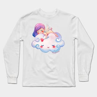 Sleeping Little Angel Cherub & Cloud Long Sleeve T-Shirt